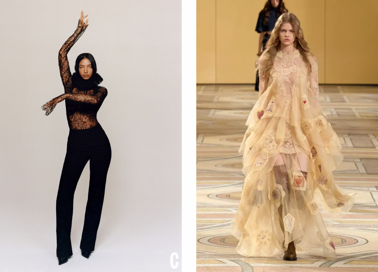 McQueen Clothing with Jimmy Choo Boots (left) & Zimmerman FW25 (right) | Cosmopolitan & Vogue Scandinavia