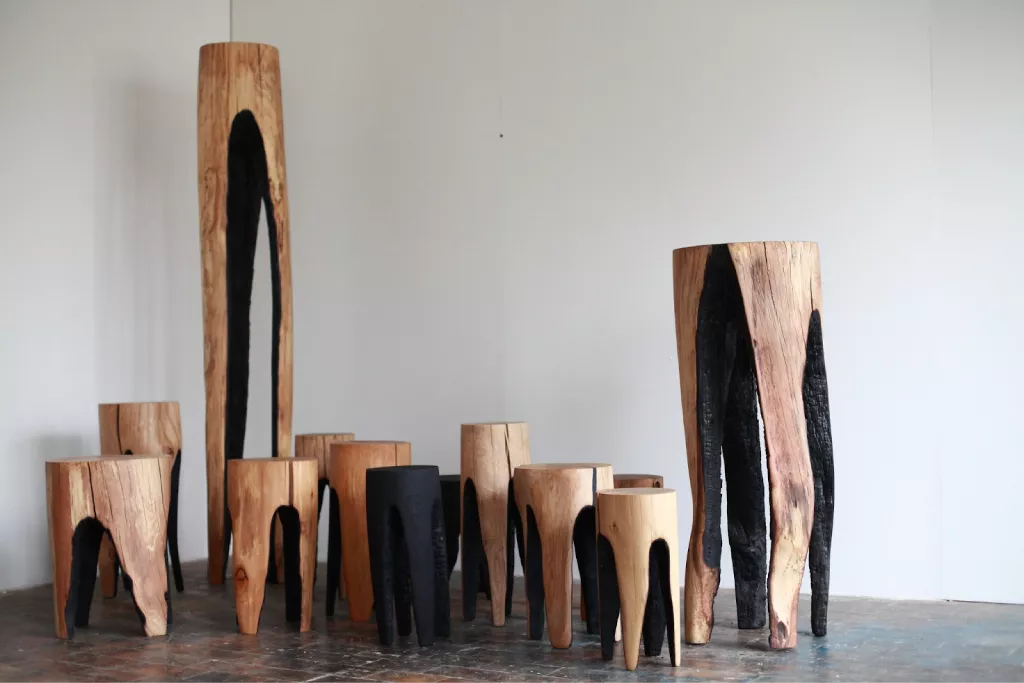 Ausgebrannt Stools by Kaspar Hamacher | Spazio