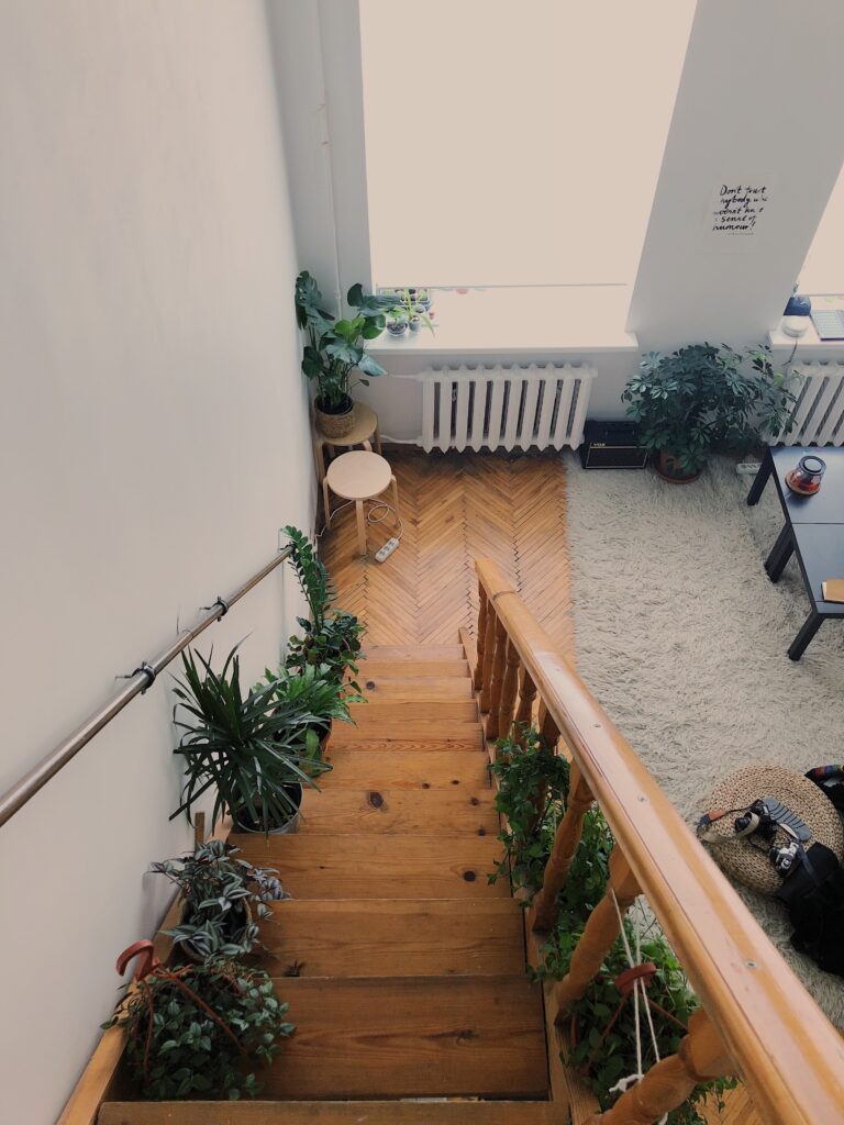 Stair floors with plant pots