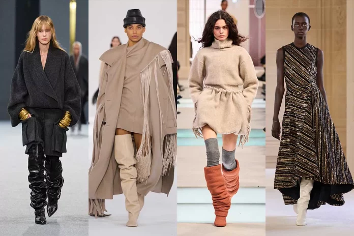From left: Balmain, Sportmax, Louis Vuitton, Giambattista Valli | Facemag